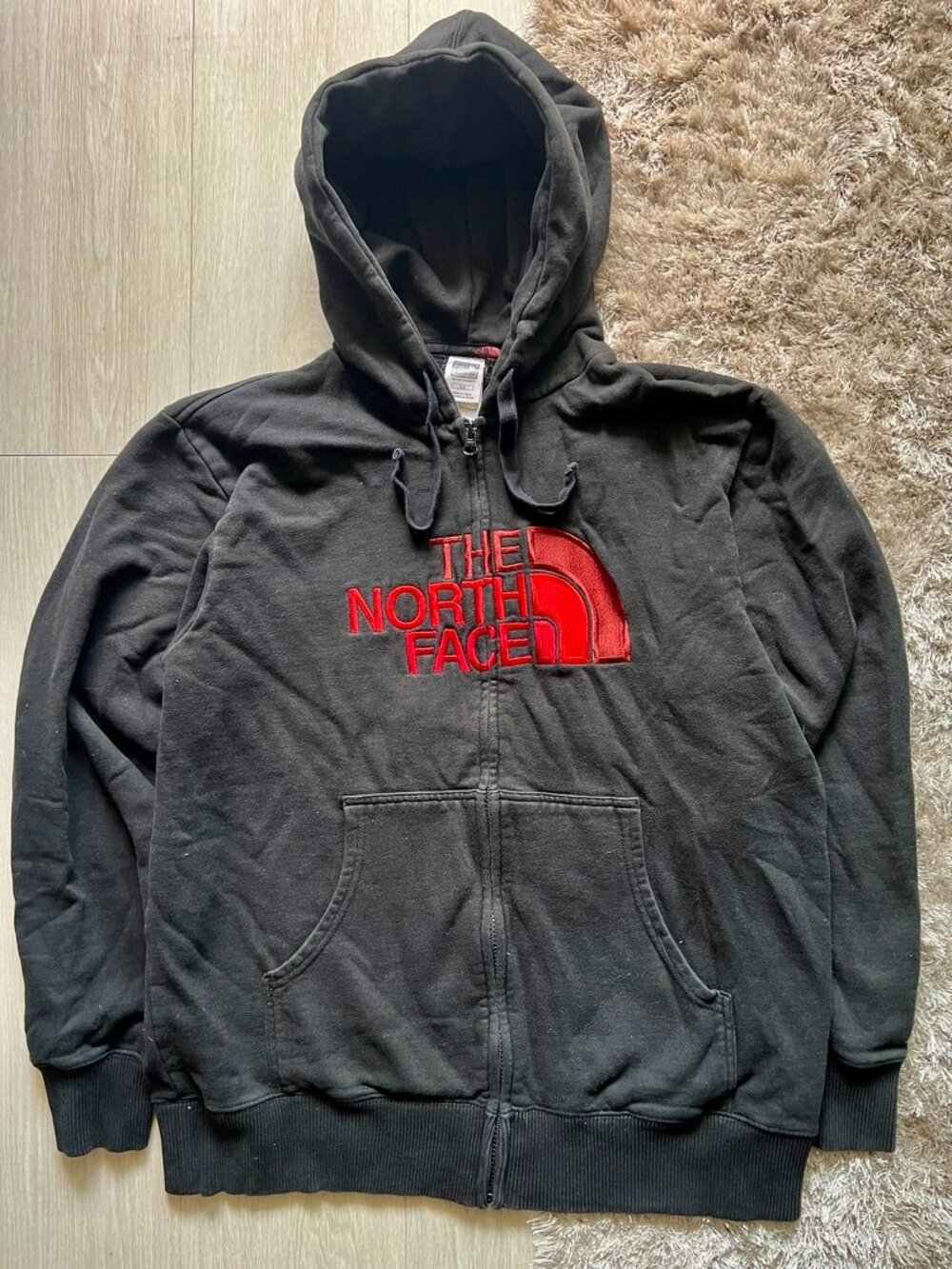 TNF The North Face Fullzip Hoodie Embroidered Big Logo Men’s Large Black Outdoor